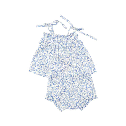 Ruffle Top & Bloomer- Blue Calico Floral