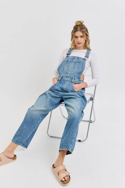 Mid Waisted Barrel Overall [WV89597BR-M1]: S - Lulu Bella Boutique