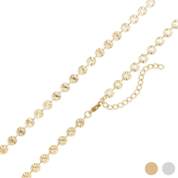 18K Gold PVD Stainless Steel Sunburst Chain Necklace: Gold / 16+2" - Lulu Bella Boutique