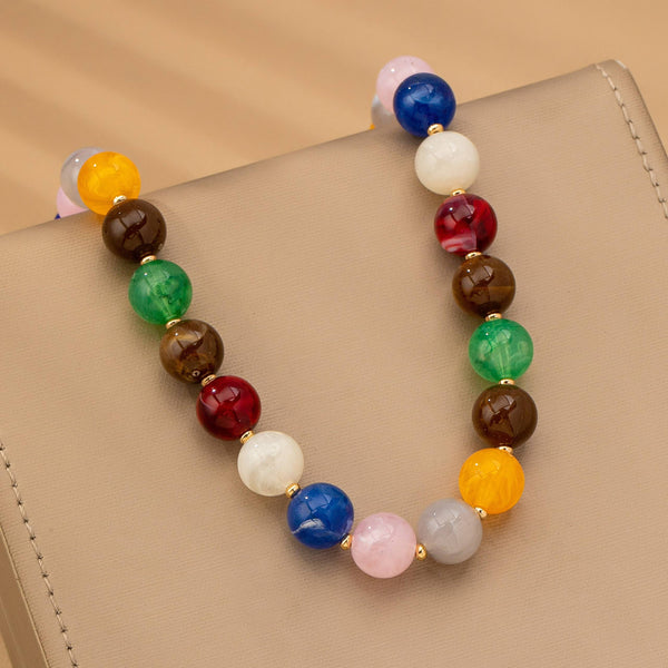 HIGH GLOSSY MULTI COLOR BEADED CHAIN NECKALCE | 80N92627: MULTI - Lulu Bella Boutique