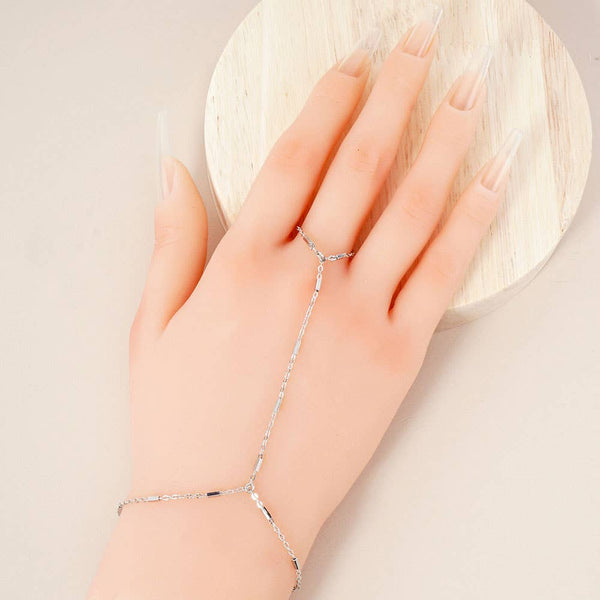 Gold Dipped Hand Chain Bracelet: Rhodium - Lulu Bella Boutique