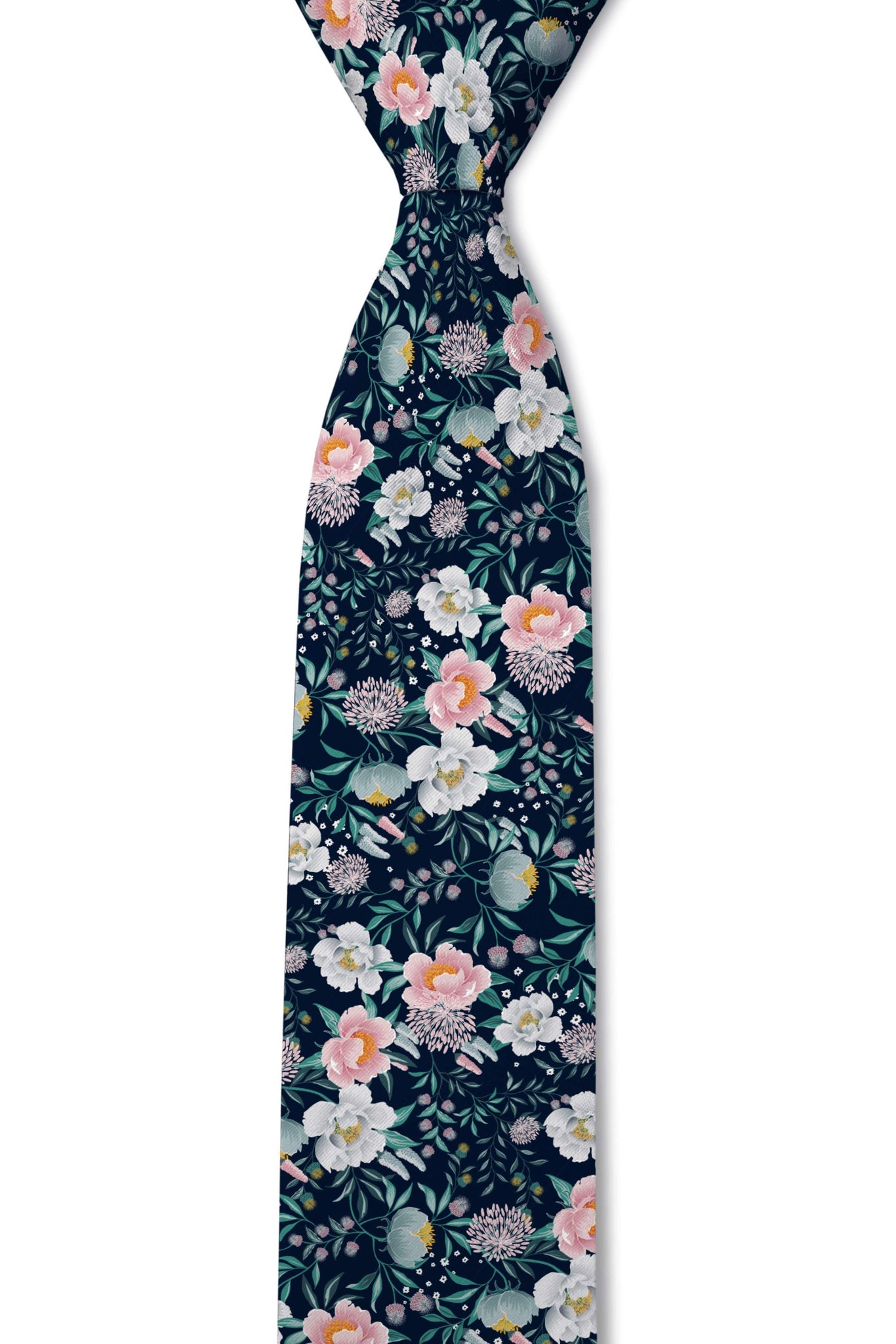 Blossom - Blue Spring Floral Tie: 2.5" Slim/Skinny Tie