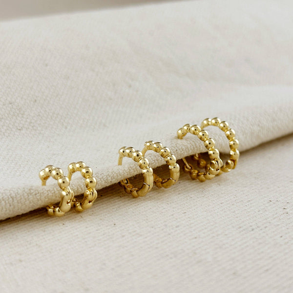 18k Gold Filled Mini Beaded Clicker Hoop Earrings: 10mm - Lulu Bella Boutique
