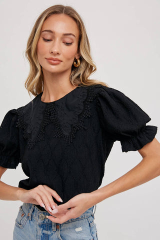 Lace Collar Top - Lulu Bella Boutique
