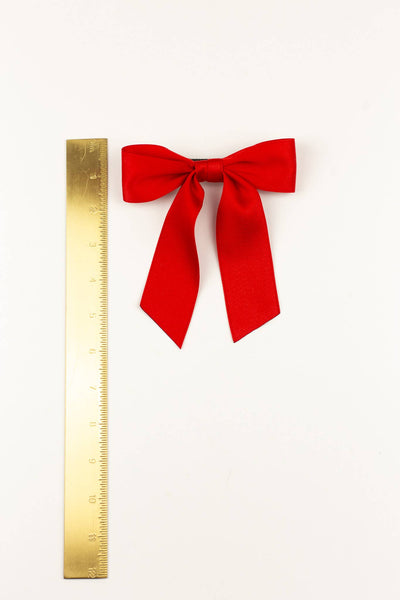 VDAY 24: Grace & Grandeur Delora Matte Satin Bow Barrette: Ivory