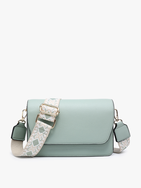 M2278 Noah Flapover Crossbody w/ Guitar Strap: Black - Lulu Bella Boutique