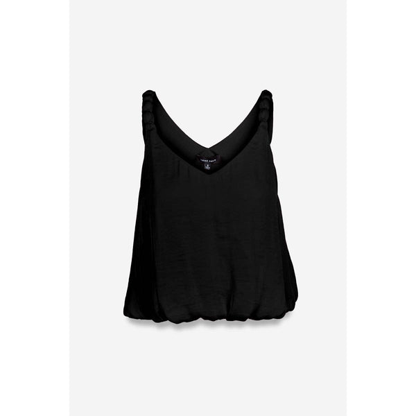 Billowy Strap Accent Tank Top: Black / S - Lulu Bella Boutique