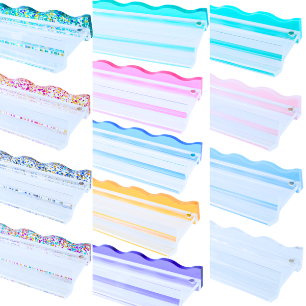 MAHJONG RACK PUSHER ADD ON-MAGNETIC | Premium Acrylic Set(4): Transparent-Wavy-Blue