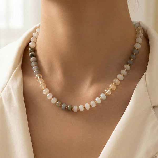 Round Stone Beaded Necklace: LMUL
