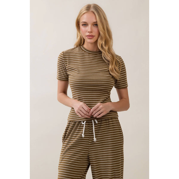 Everyday Ease Striped Lounge Set: Olive