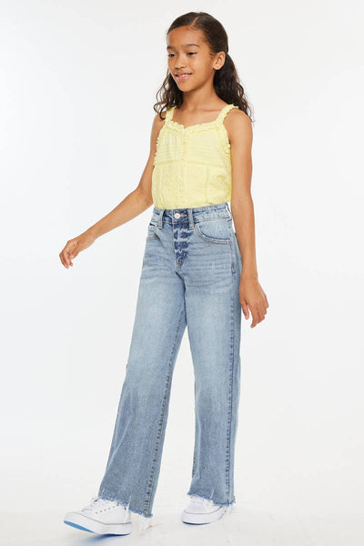 YOUTH OPEN PACK HIGH RISE SLIM WIDE JEANS-YC2565L: LIGHT / 5 - Lulu Bella Boutique