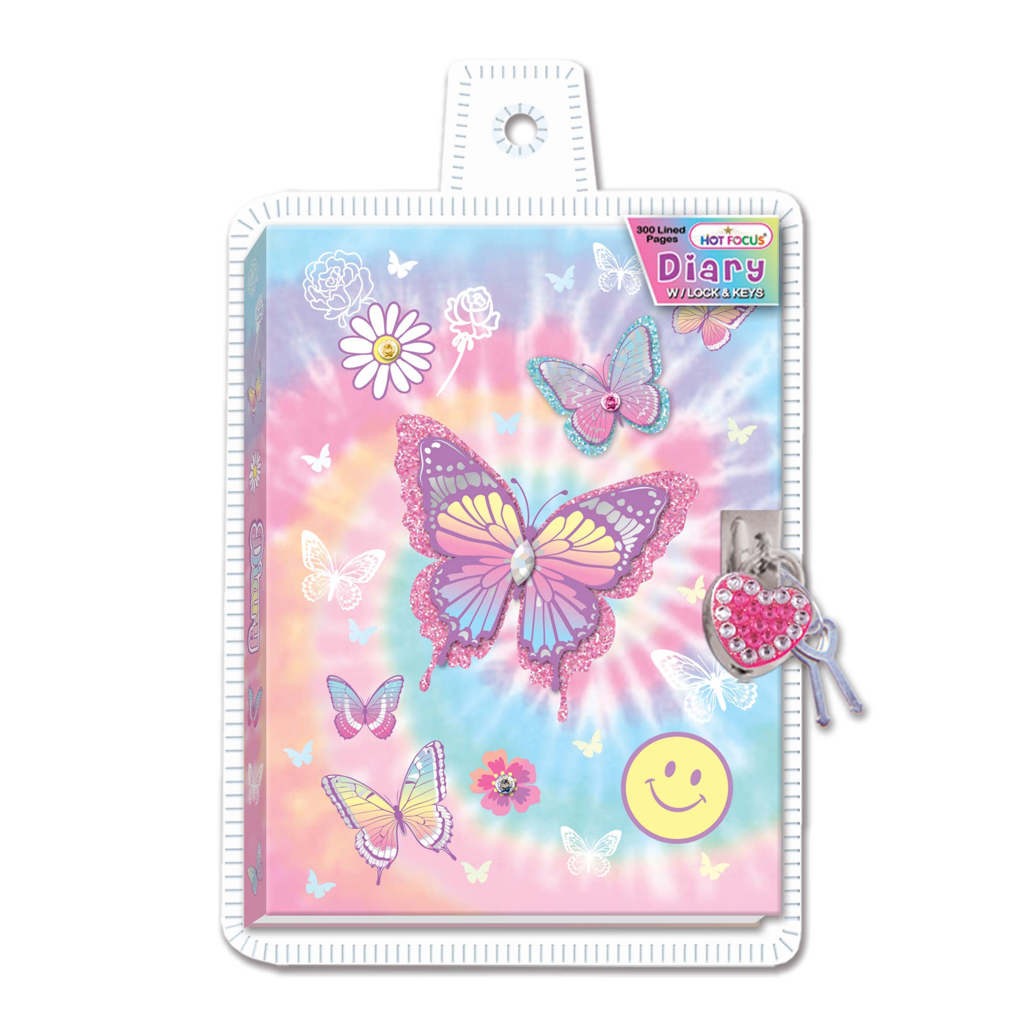 Diary with Lock & Keys, Tie Dye Butterfly