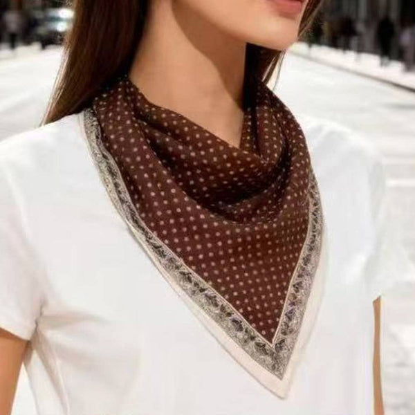 POLKA DOT PATTERN SILKY BANDANA SQUARE NECK SCARF, LVSC 268: NY - Lulu Bella Boutique