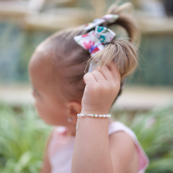 Sterling Silver Multi Crystal Pearl Baby & Kids Bracelet: Large 6-12 Years - Lulu Bella Boutique
