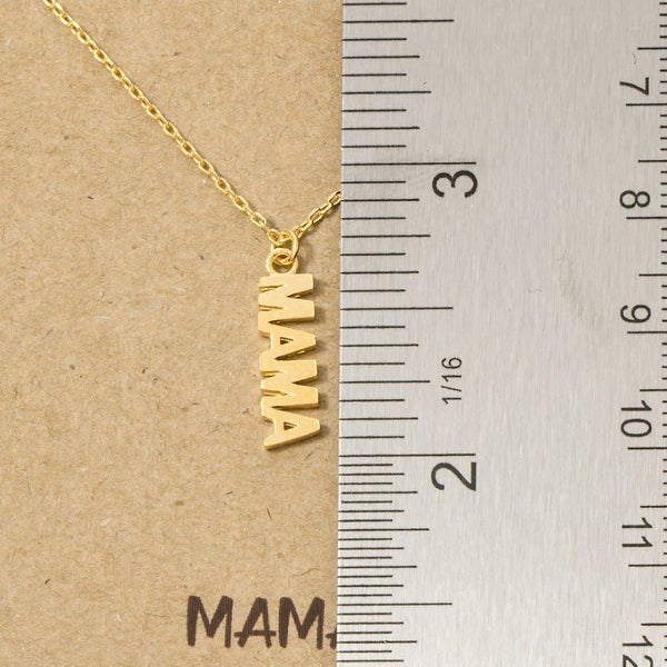 Gold Dipped Flat Mama Pendant Necklace: G - Lulu Bella Boutique