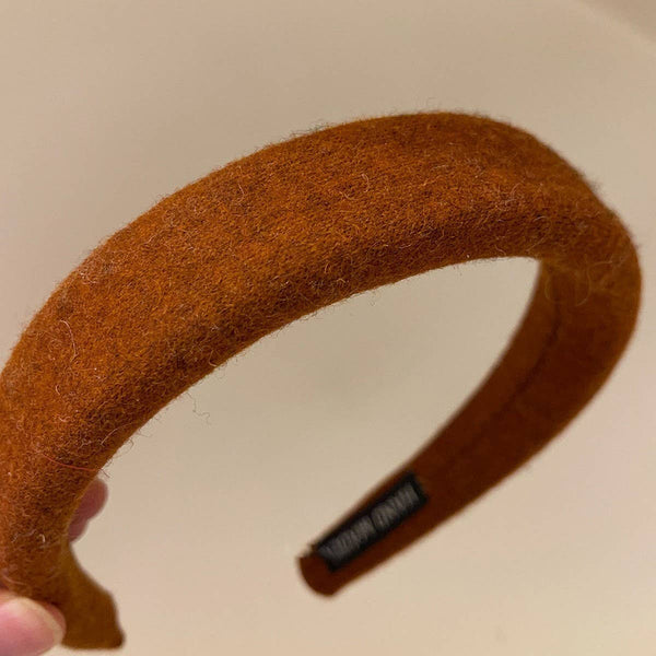 SOLID COLOR WOOL HEADBAND HAIRPIN HEADDRESS_CWAHA4027: COFFEE / (OS) 1 - Lulu Bella Boutique