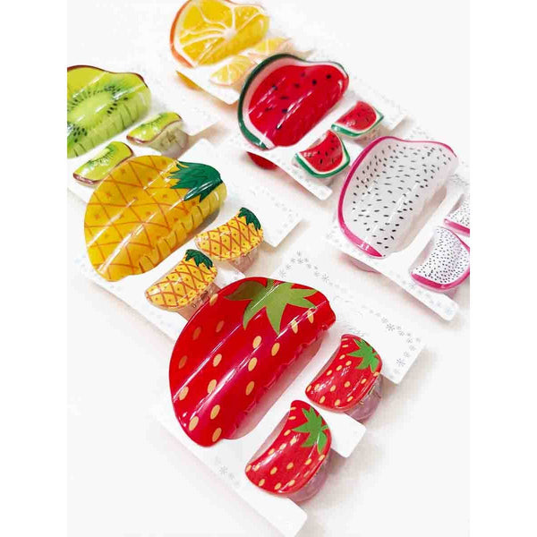 Fruit Theme Hair Trio Claw Set: MIX COLOR / ONE(12) - Lulu Bella Boutique