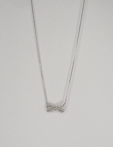 BOW NECKLACE.: Silver - Lulu Bella Boutique