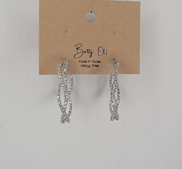 BRAIDED CZ HOOP EARRINGS.: GOLD - Lulu Bella Boutique