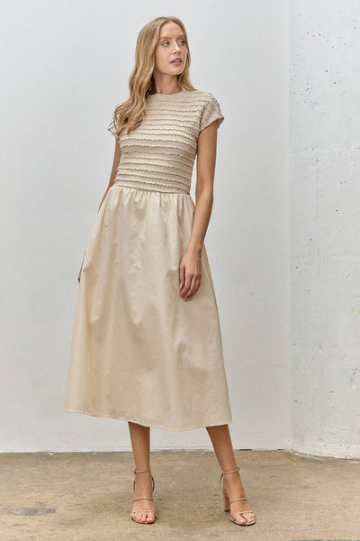 SHIRRED TOP MAXI DRESS: NATURAL