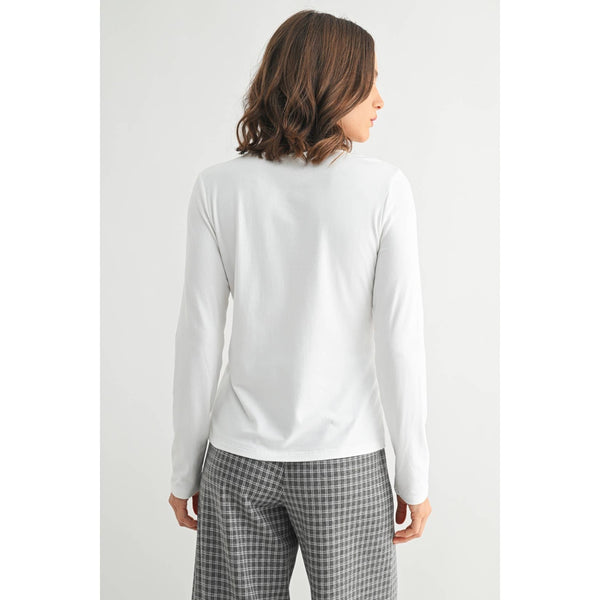 ROUND NECK LONG SLEEVE KNIT TOP: Ivory / S-M-L(2-2-2) - Lulu Bella Boutique