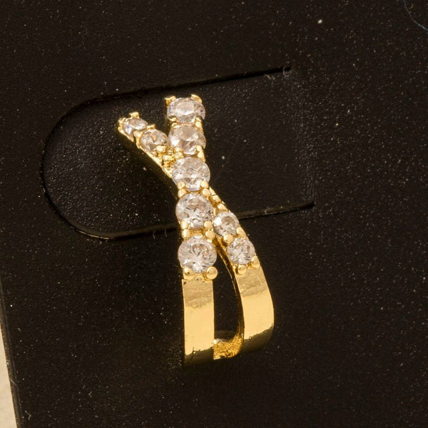 Gold Dipped Cz Pave X Hoop Earrings: GOLD
