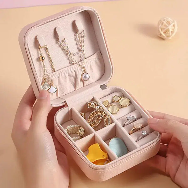 Travel PU Leather Jewelry Case: Pink
