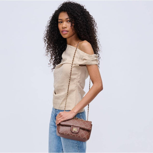 Avery Studded Crossbody: Chocolate - Lulu Bella Boutique