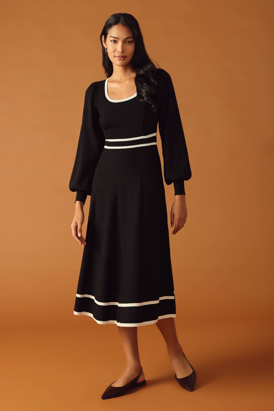 lulu knit dress CAUGHT UP SWEATER MIDI l FLYING TOMATO BLACK/IVORY / M facebook25