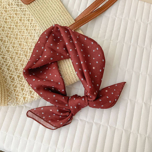 Maillard style French polka dots red square scarf Bandana - Lulu Bella Boutique