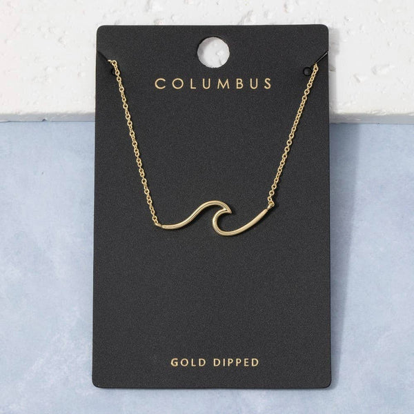 Dainty Wave Pendant Necklace: G - Lulu Bella Boutique