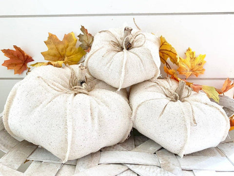 3 Pc. Natural Cotton Fabric Pumpkin Set - Lulu Bella Boutique