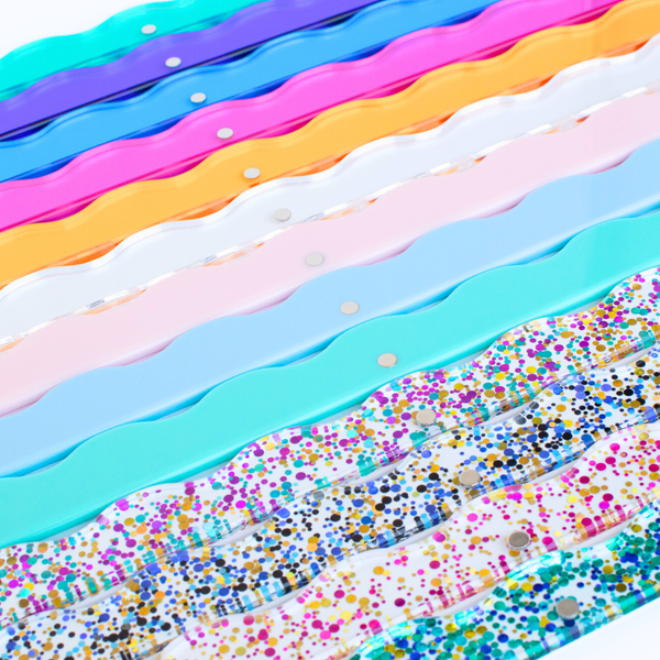 MAHJONG RACK PUSHER ADD ON-MAGNETIC | Premium Acrylic Set(4): Transparent-Wavy-Pink