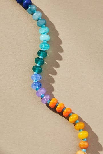 NATURAL AGATE GLASS SEMI PRECIOUS BEAD NECKLACE | 80N896: 3A - Lulu Bella Boutique