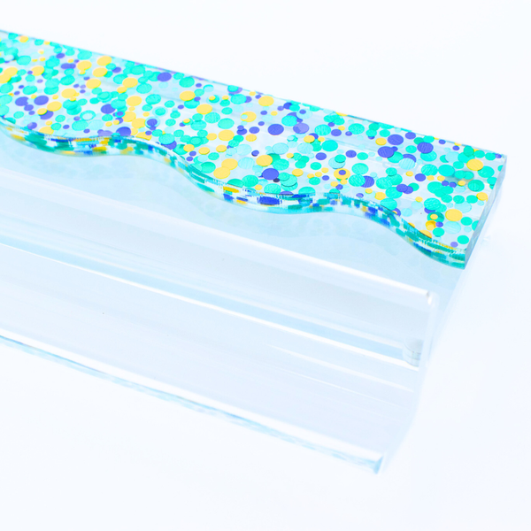 MAHJONG RACK PUSHER ADD ON-MAGNETIC | Premium Acrylic Set(4): Transparent-Wavy-Pink