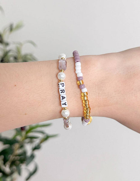 Pray Pearl Letter Bracelet: Small - Lulu Bella Boutique