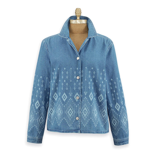 Diamond Printed Denim Jacket: Medium