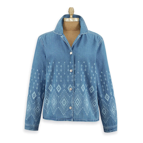 Diamond Printed Denim Jacket: Medium