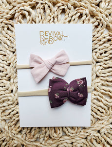 Purple Floral Bow Set: Headband