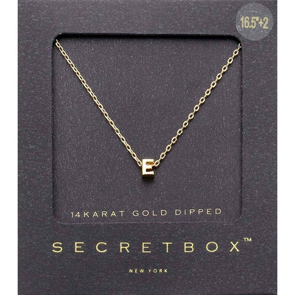 SECRET BOX_14K Gold Dipped Initial Monogram Pendant Necklace: ~J~