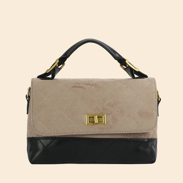 Leather Quilt Flap Satchel: BR