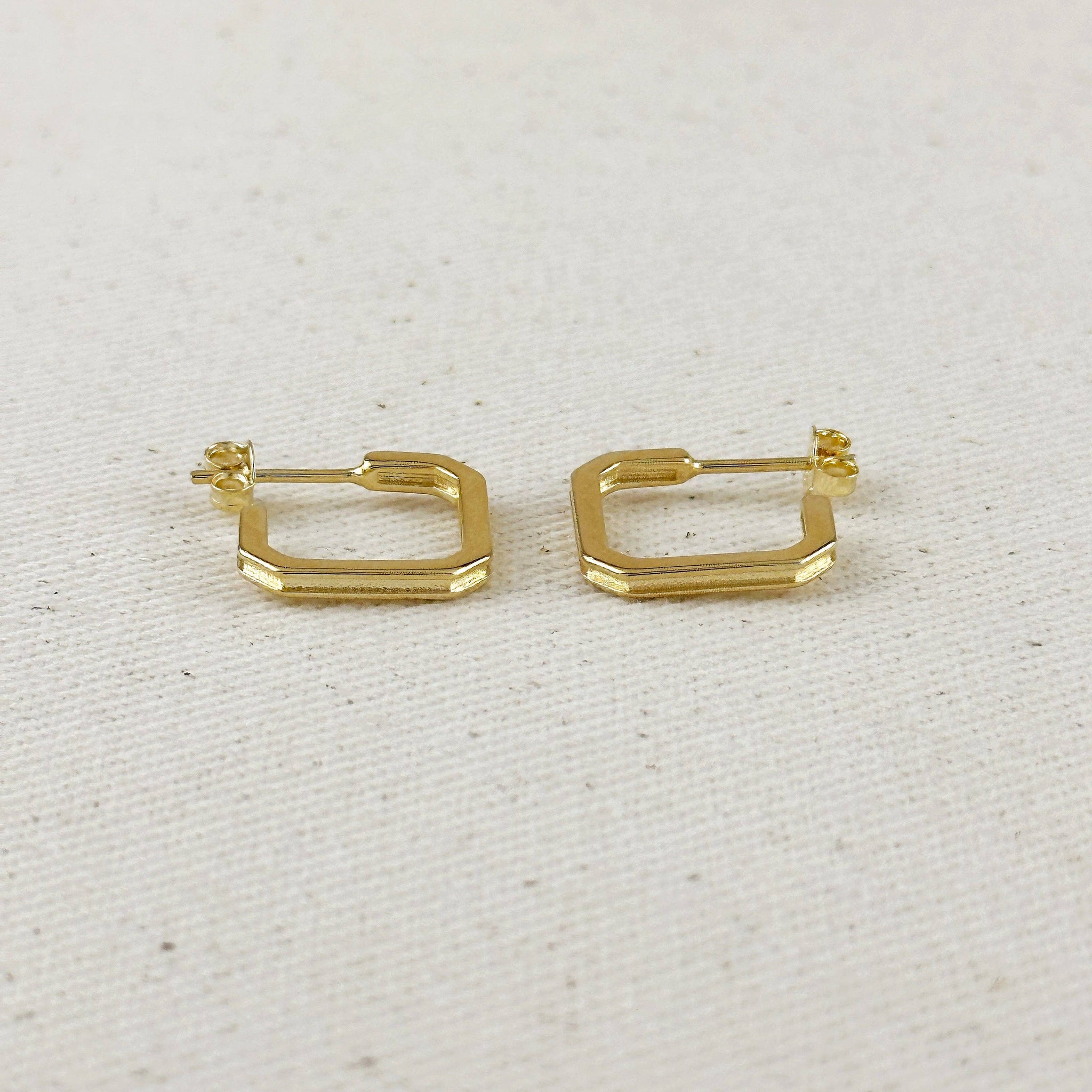 18k Gold Filled Square C-Hoop Earrings: 17mm - Lulu Bella Boutique