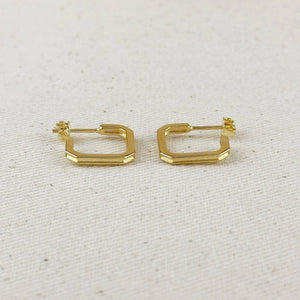 18k Gold Filled Square C-Hoop Earrings: 17mm - Lulu Bella Boutique