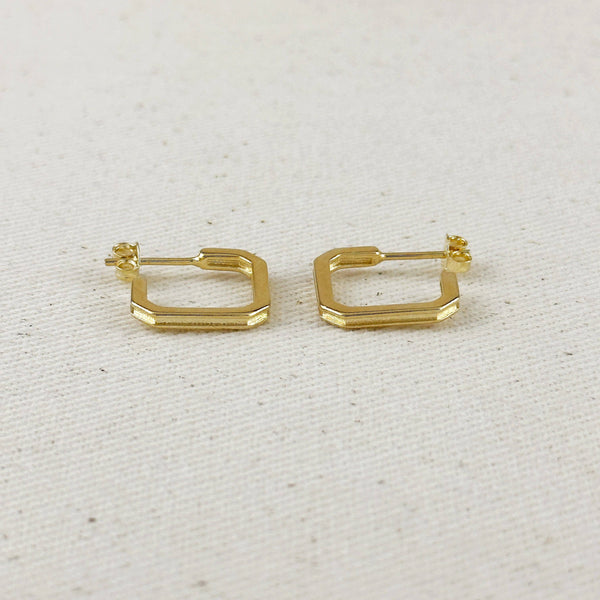 18k Gold Filled Square C-Hoop Earrings: 17mm - Lulu Bella Boutique