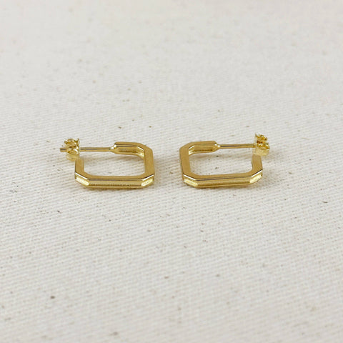 18k Gold Filled Square C-Hoop Earrings: 17mm - Lulu Bella Boutique