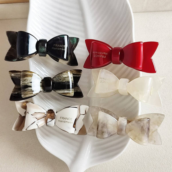 Sweet Bow Acetate Hair Clip – Double-Layer Side_CWAHA07201: Red / (OS) 1 - Lulu Bella Boutique