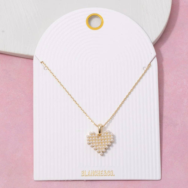 Mini Acrylic Pearls Heart Pendant Necklace: GCM - Lulu Bella Boutique