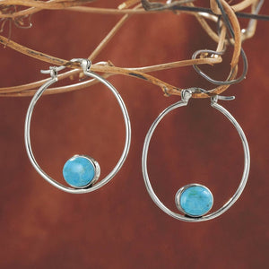 Sterling Silver Turquoise Hoop Earrings - Lulu Bella Boutique