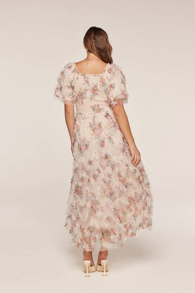 Ruffle Floral Maxi Dress: Peach / S - Lulu Bella Boutique