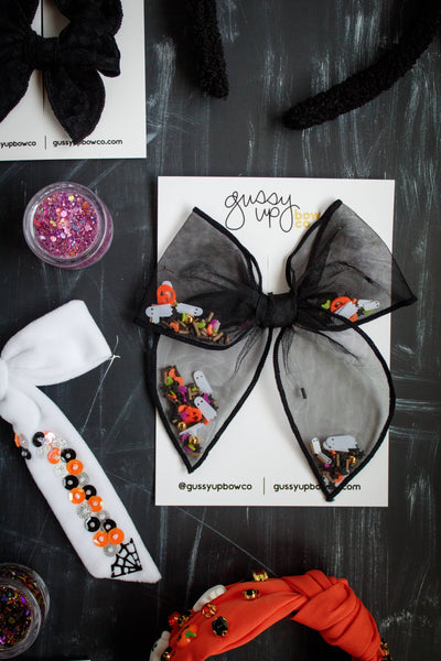 Ghosts in the Graveyard Shaker | Whimsy Bow | Halloween 24 Collection: Mini Bow on headband (shade 1)